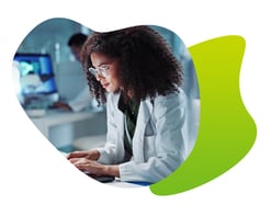 scientist on laptop organic shape